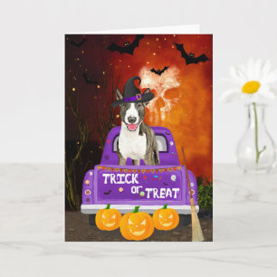 Bull Terrier Dog in Halloween Truck Card