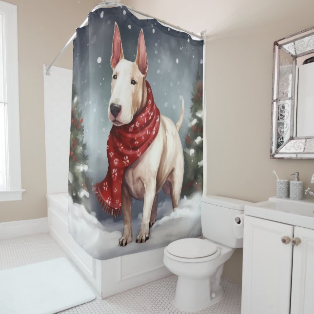Bull Terrier Dog in Snow Christmas  (In Situ)