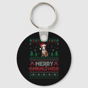 Bull Terrier Dog Lovers Santa Hat Christmas Tree L Keychain
