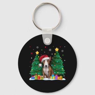 Bull Terrier Dog Lovers Santa Hat Ugly Christmas S Keychain