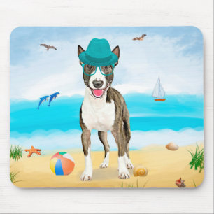 Bull Terrier Dog on Beach Mouse Pad