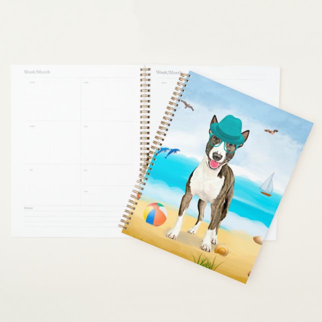 Bull Terrier Dog on Beach Planner (Display)
