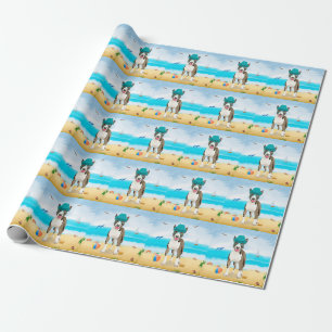 Bull Terrier Dog on Beach Wrapping Paper
