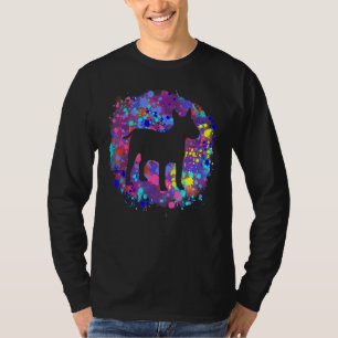 Bull Terrier Dog Pink Watercolor Splatter Art Love T-Shirt
