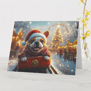 Bull Terrier Dog Roller Coaster Christmas Card