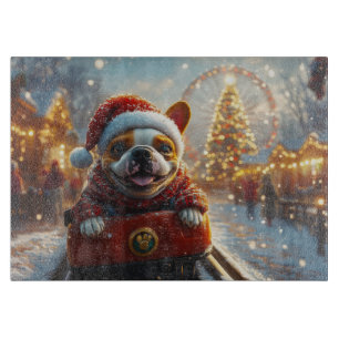 Bull Terrier Dog Roller Coaster Christmas Cutting Board