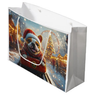 Bull Terrier Dog Roller Coaster Christmas Large Gift Bag