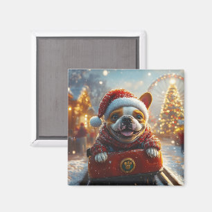 Bull Terrier Dog Roller Coaster Christmas Magnet