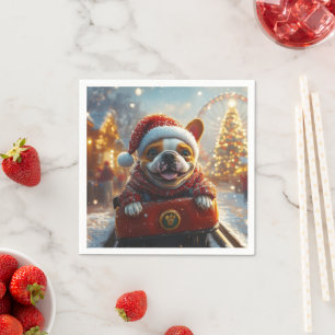 Bull Terrier Dog Roller Coaster Christmas Napkin