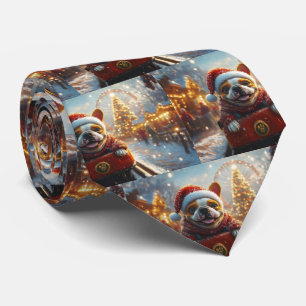 Bull Terrier Dog Roller Coaster Christmas Tie