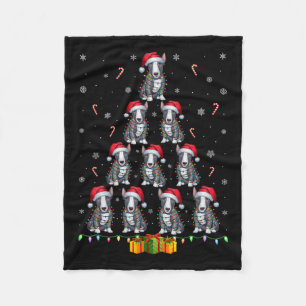 Bull Terrier Dog Santa Hat Xmas Lights Christmas T Fleece Blanket