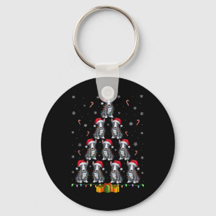 Bull Terrier Dog Santa Hat Xmas Lights Christmas T Keychain