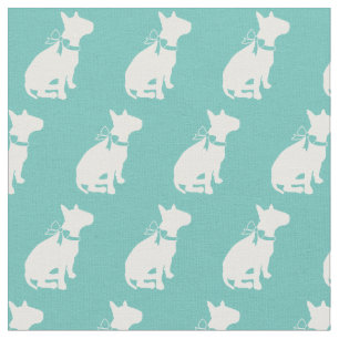 Bull Terrier Dog Silhouette Pet Teal Fabric