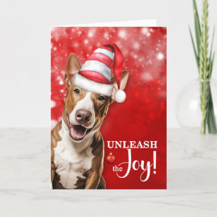 Bull Terrier Dog Unleash the Joy Christmas Holiday Card
