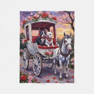 Bull Terrier Dog Valentine's Day Fleece Blanket