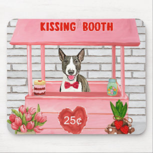 Bull Terrier Dog Valentine's Day Kissing Booth Mouse Pad