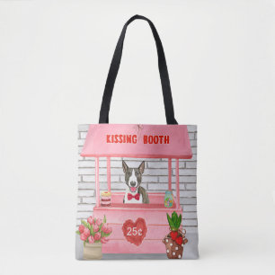Bull Terrier Dog Valentine's Day Kissing Booth Tote Bag