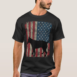 Bull Terrier Dog Vintage American Flag 4th Of July T-Shirt