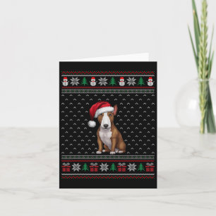 Bull Terrier Dog Wearing Santa Hat Ugly Xmas Dog L Card