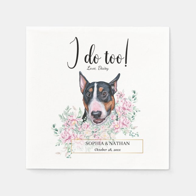 Bull Terrier Dog Wedding Cocktail Napkins (Front)