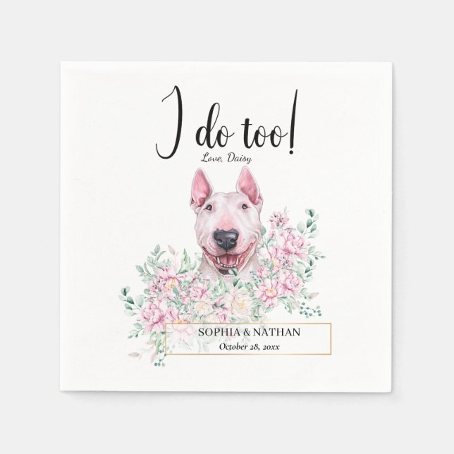 Bull Terrier Dog Wedding Cocktail Napkins (Front)
