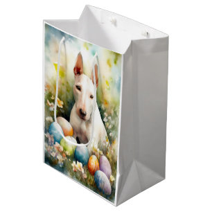 Bull Terrier Dog with Easter Eggs Holiday Medium Gift Bag