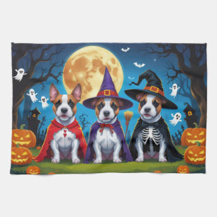 Bull Terrier Dogs Pumpkin Halloween Funny Kitchen Towel