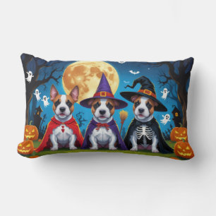 Bull Terrier Dogs Pumpkin Halloween Funny Lumbar Pillow