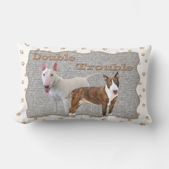Bull Terrier Double Trouble Lumbar Pillow (Front)