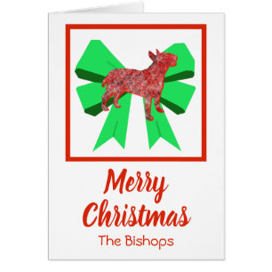 Bull Terrier English Cute Christmas Dog & Bow Card