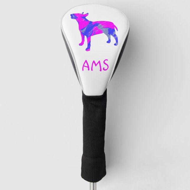 Bull Terrier English Dog PnB Silhouette Monogram Golf Head Cover (Front)