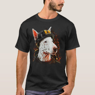 Bull Terrier Fireman on Firefighter Bull Terrier T-Shirt