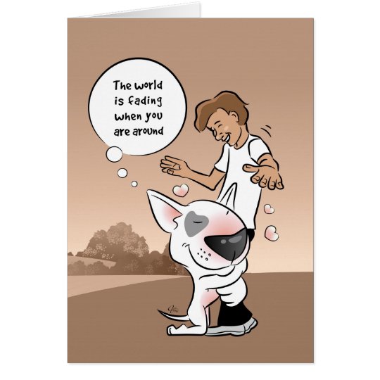 Bull Terrier Friendship Cartoon Greeting Card