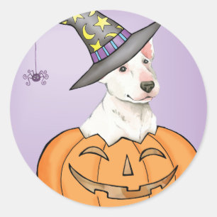 Bull Terrier Halloween Classic Round Sticker