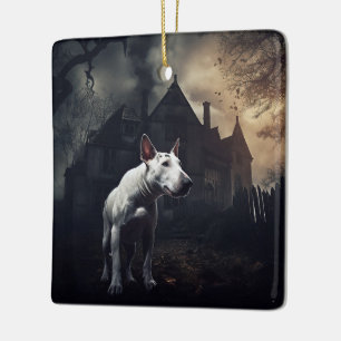 Bull Terrier Halloween Scary Ceramic Ornament