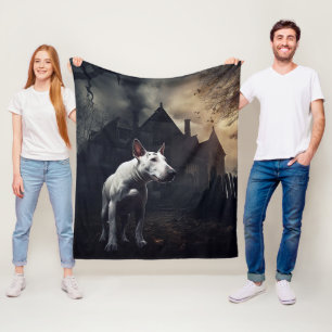 Bull Terrier Halloween Scary Fleece Blanket
