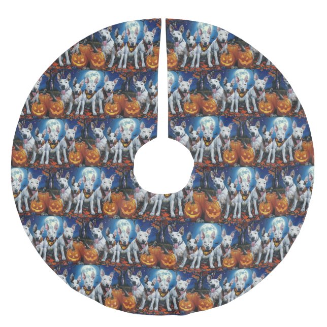 Bull Terrier Halloween Spooky  Brushed Polyester Tree Skirt (Front)