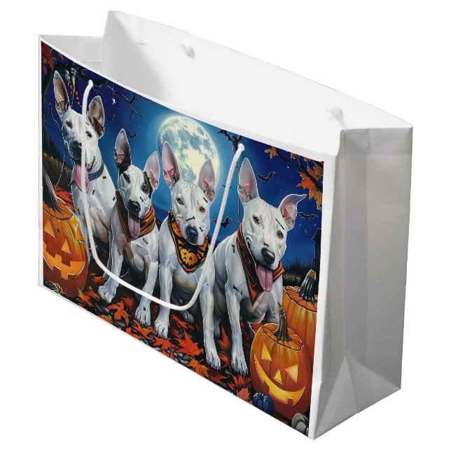 Bull Terrier Halloween Spooky  Large Gift Bag (Front Angled)