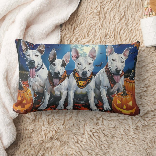 Bull Terrier Halloween Spooky  Lumbar Pillow (Blanket)
