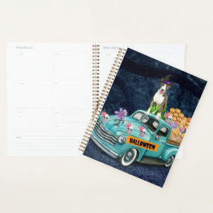 Bull Terrier Halloween Truck Scary Night  Planner