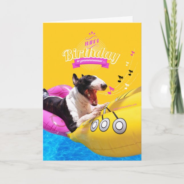 Bull Terrier "Happy Birthday" Photo Card (Front)