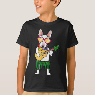 Bull Terrier Hawaiian Costume Playing Ukulele Summ T-Shirt