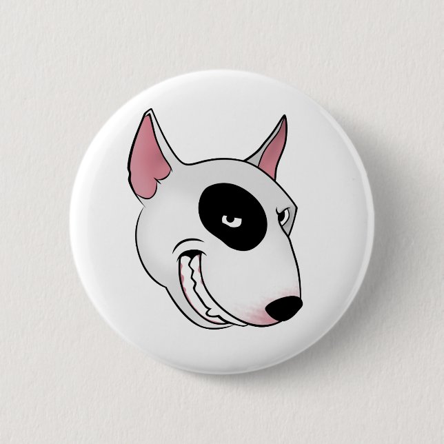 bull terrier head 2 inch round button (Front)