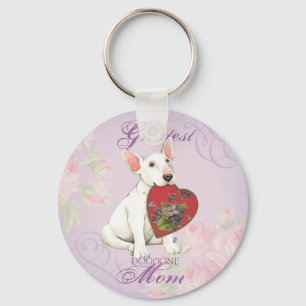 Bull Terrier Heart Mom Keychain