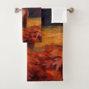 Bull Terrier in Autumn Leaves Fall Inspire Bath Towel Set