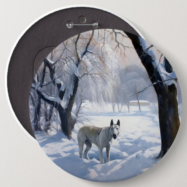 Bull Terrier Let It Snow Christmas  6 Inch Round Button (Front & Back)