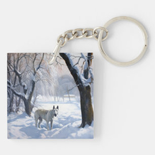 Bull Terrier Let It Snow Christmas  Keychain