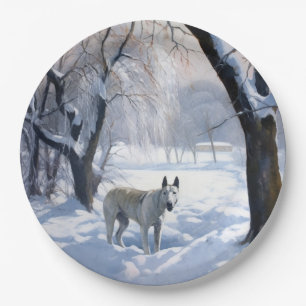 Bull Terrier Let It Snow Christmas  Paper Plate