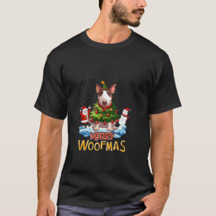 Bull Terrier Merry Christmas Tree Lights Dog X Mas T-Shirt