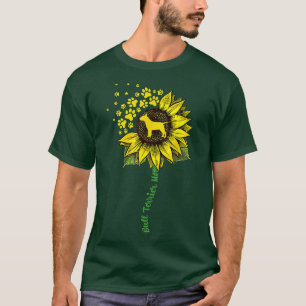 Bull Terrier Mom Sunflower Paw Floral Dog Owner Ma T-Shirt